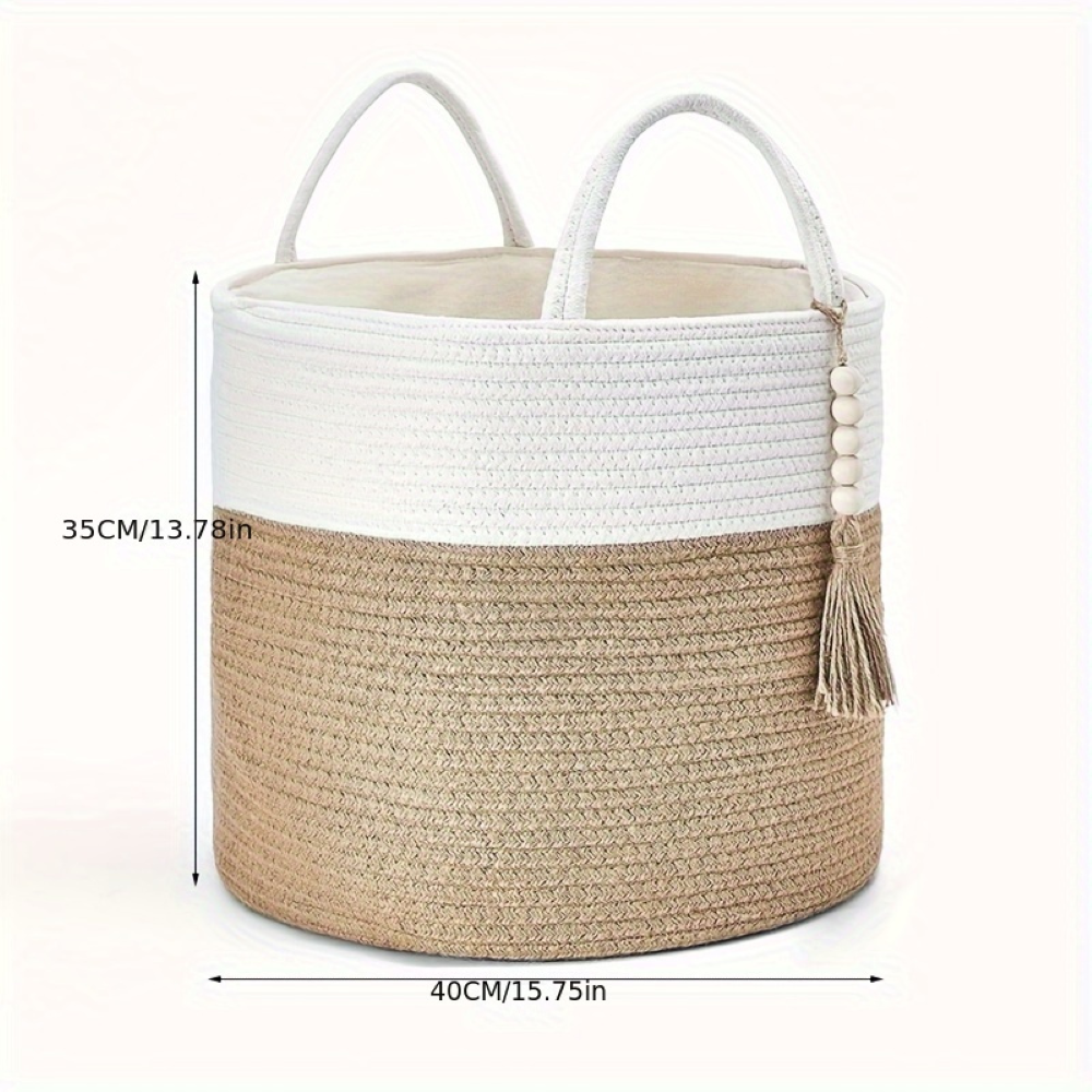 Cotton Storage Basket Handmade Macramé Foldable & Portable