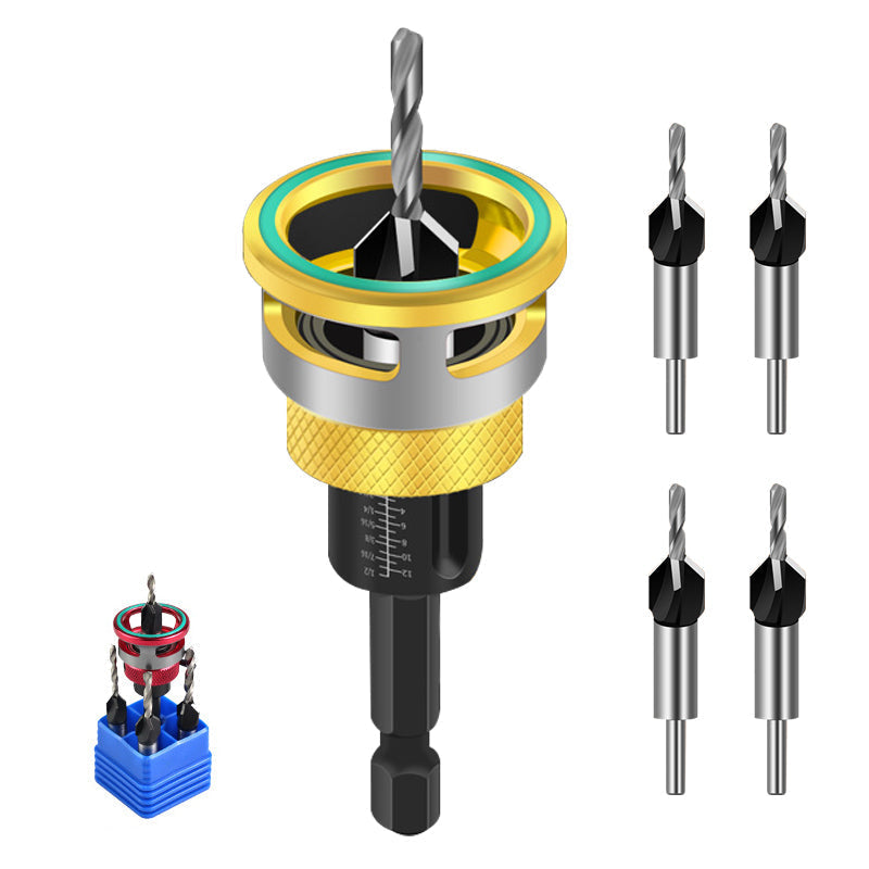 Countersink Bit Set Adjustable Depth Stop Laser Scale