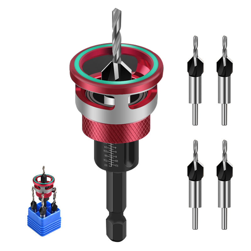Countersink Bit Set Adjustable Depth Stop Laser Scale