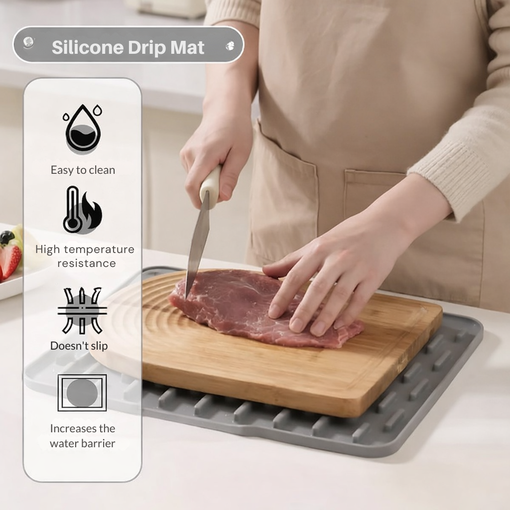 Countertop Drip Mat Inclined Drainage Heat-Resistant Silicone