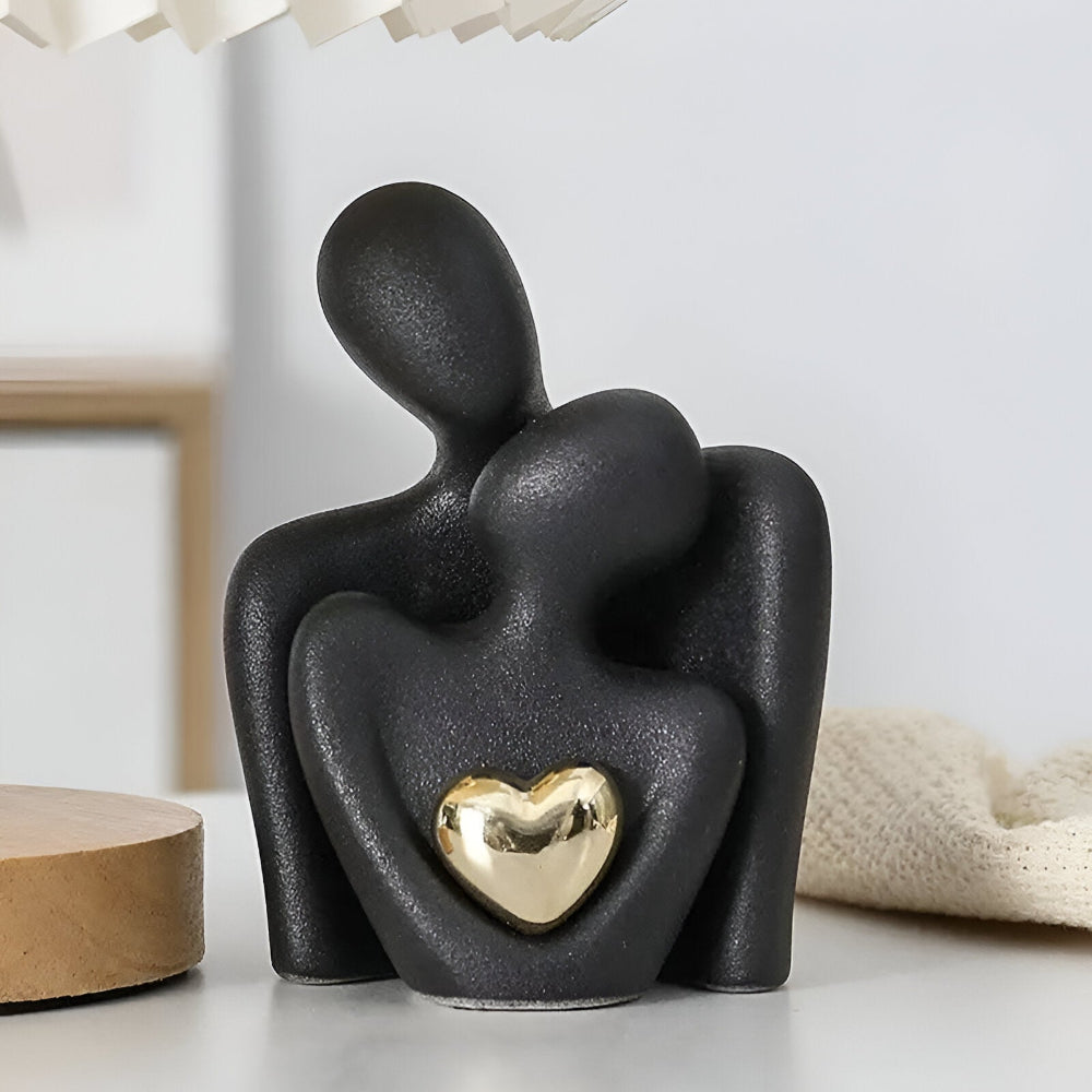 Couple Figurine Minimalist Ceramic Enamel Coated