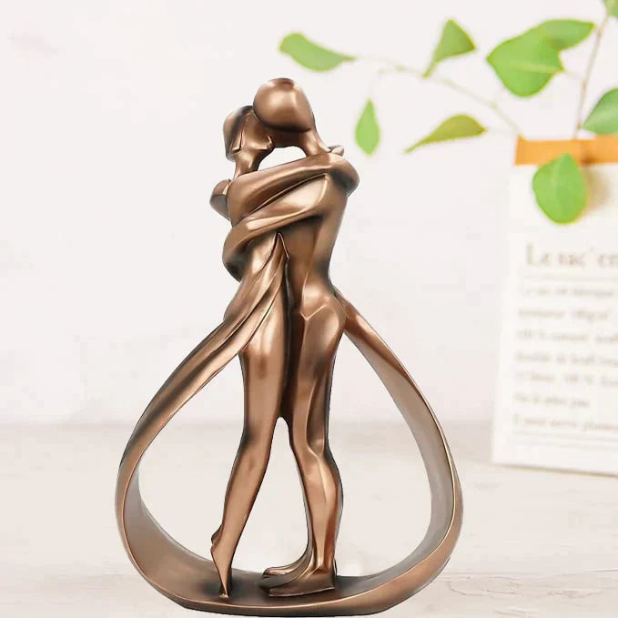 Couple Sculpture Bronze-Effect Resin Abstract Design