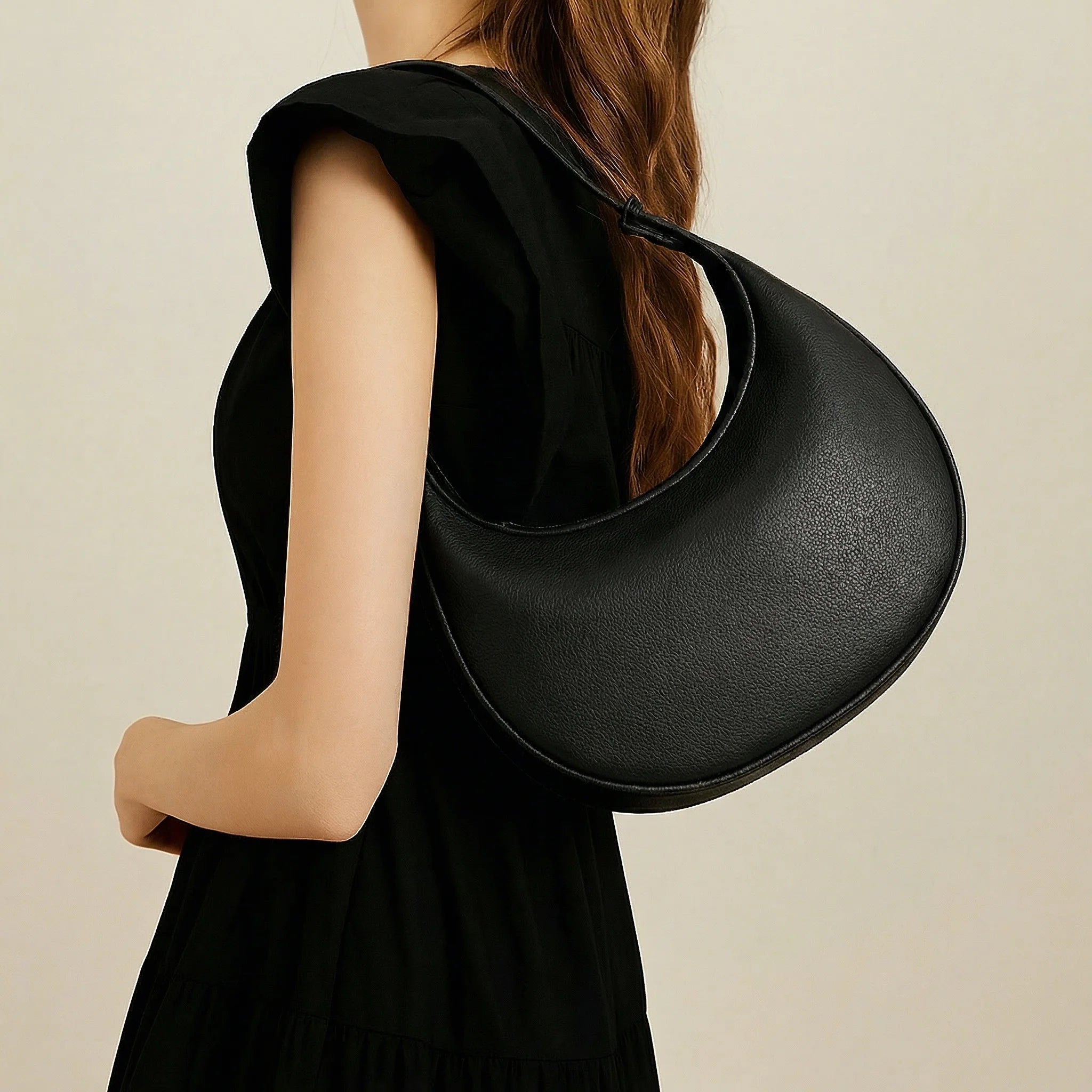 Crescent Shoulder Bag Three Carrying Styles Soft Faux Leather