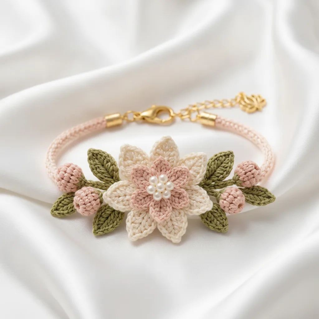 Crochet Bracelet Kit Complete Materials Beads & Metal Clasps
