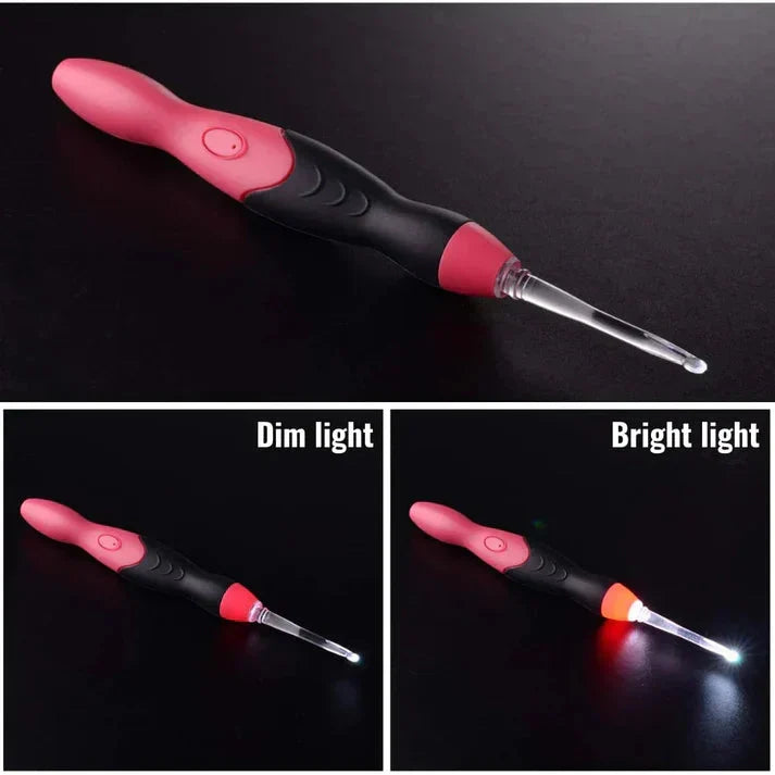 Crochet Hook Set Illuminated Tip Ergonomic Grip Interchangeable Heads