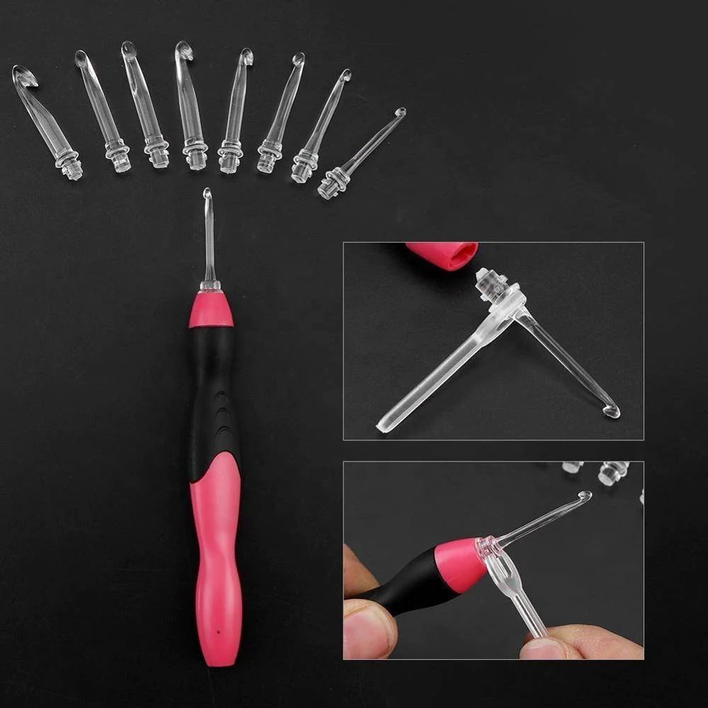Crochet Hook Set Integrated LED Rechargeable 11 Sizes