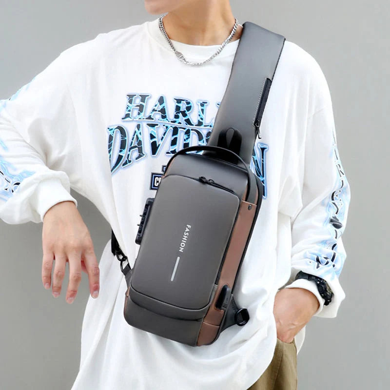 Crossbody Bag Anti-Theft TSA Lock USB Port Water-Resistant