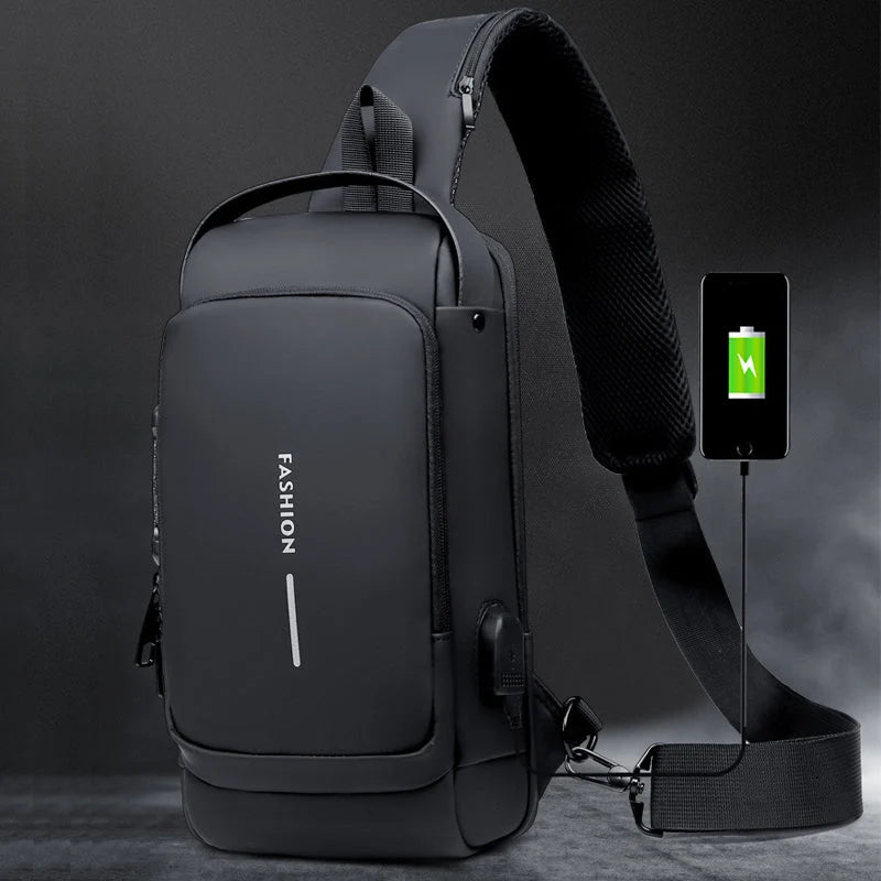 Crossbody Bag Anti-Theft TSA Lock USB Port Water-Resistant