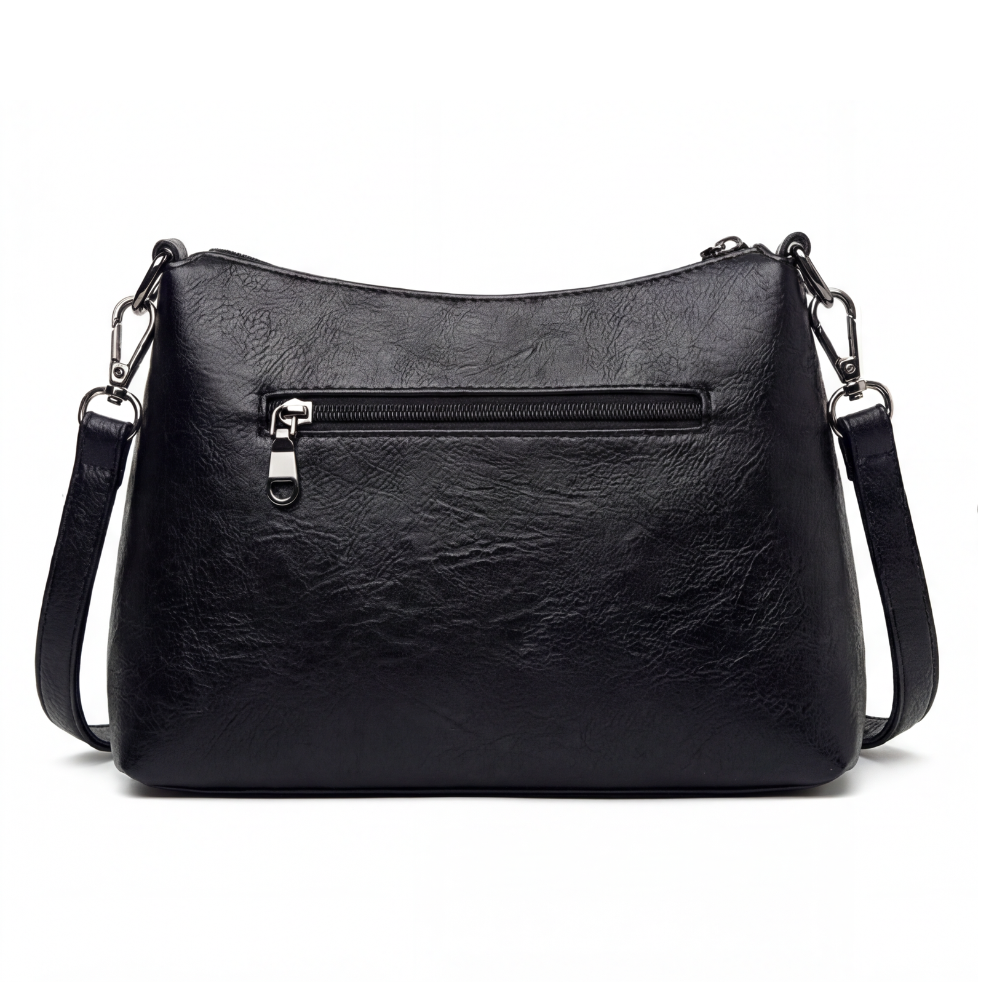 Crossbody Bag Faux Leather 3 Compartments & Adjustable Strap