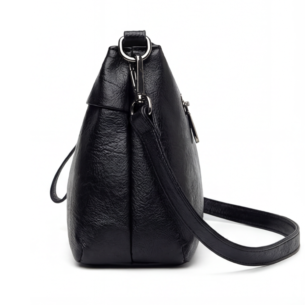 Crossbody Bag Faux Leather 3 Compartments & Adjustable Strap