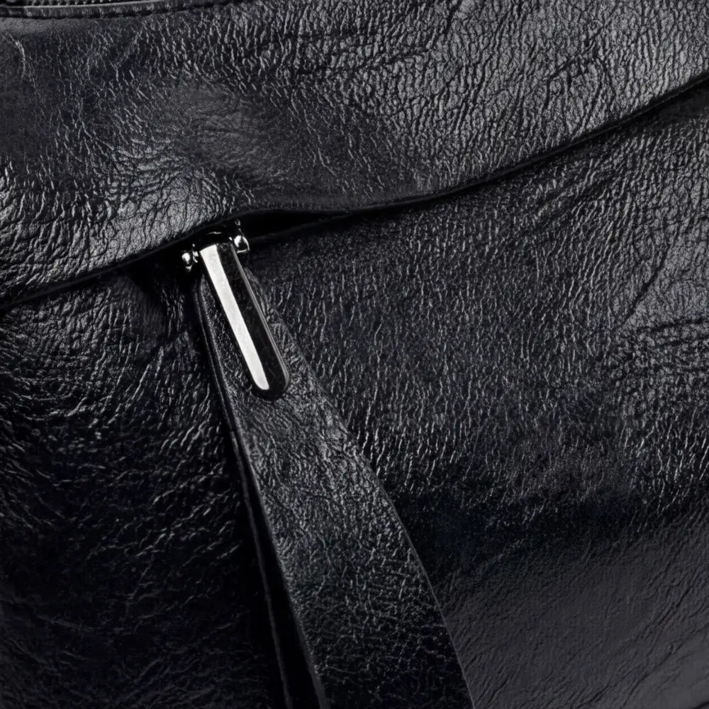 Crossbody Bag Faux Leather 3 Main Compartments Adjustable Strap