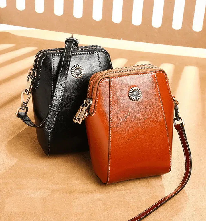 Crossbody Bag Leather Look Multiple Compartments & Card Slots