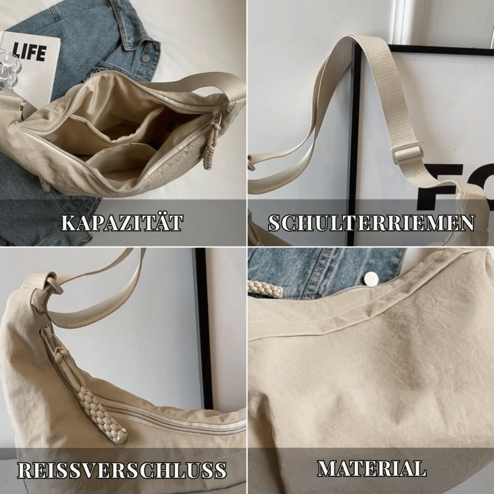 Crossbody Bag Lightweight Nylon Multiple Compartments & Adjustable Strap