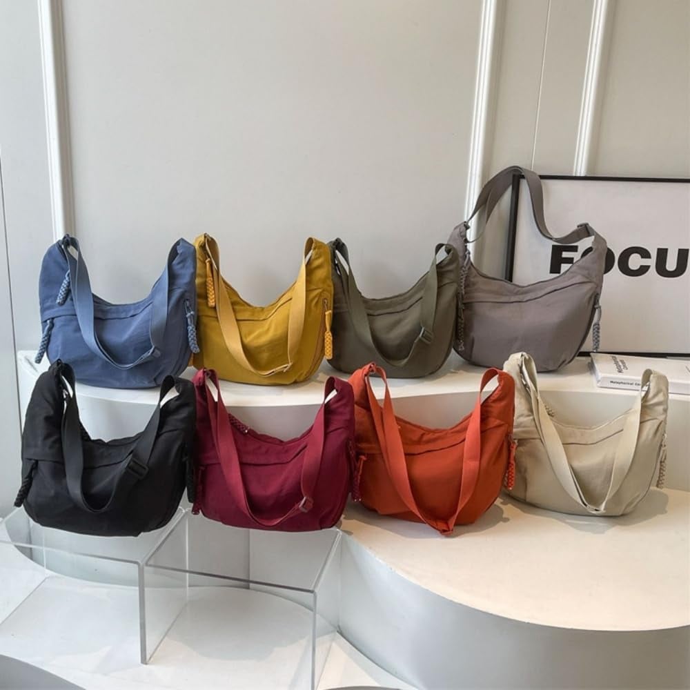 Crossbody Bag Lightweight Nylon Multiple Compartments & Adjustable Strap
