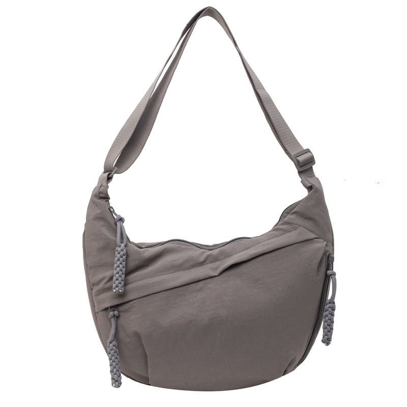 Crossbody Bag Nylon Multiple Zippered Compartments Adjustable Strap