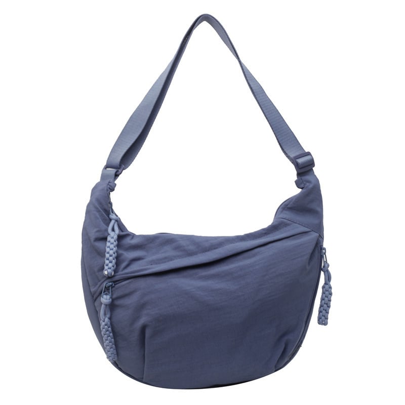Crossbody Bag Nylon Multiple Zippered Compartments Adjustable Strap