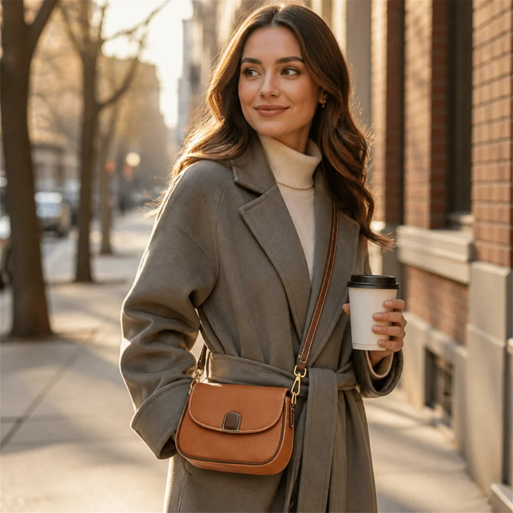 Crossbody Bag Soft Leather Magnetic Closure & Adjustable Strap