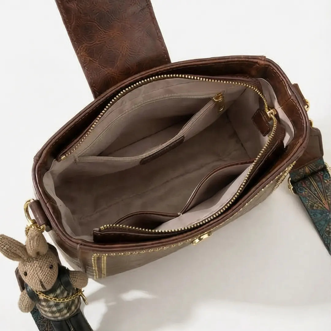 Crossbody Bag Vintage Faux Leather Artisan Woven Strap