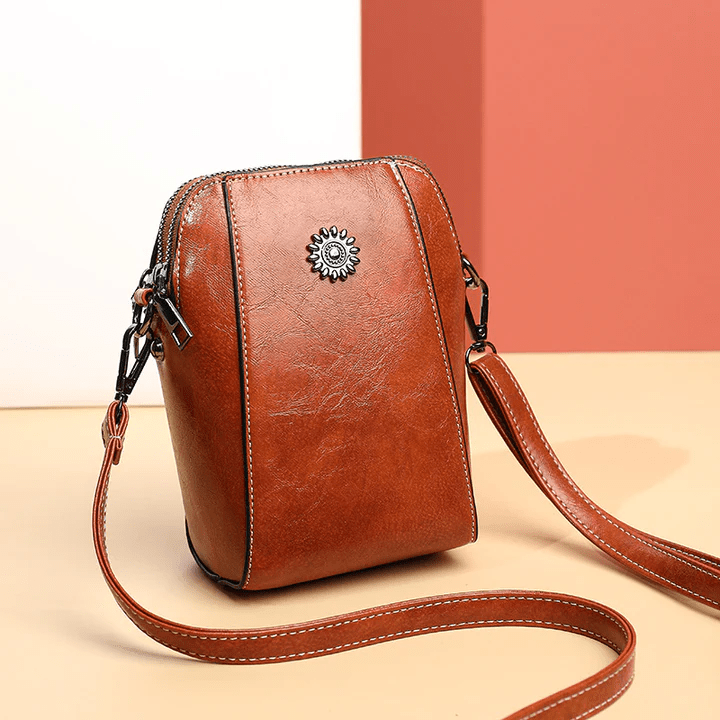 Crossbody Bag Vintage Leather-Look Multiple Compartments & Card Slots