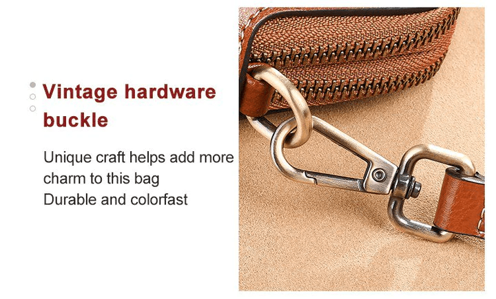 Crossbody Bag Vintage Leather-Look Multiple Compartments & Card Slots