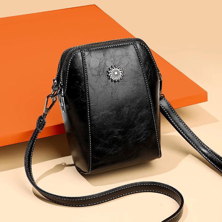 Crossbody Bag Vintage Leather-Look Multiple Compartments & Card Slots