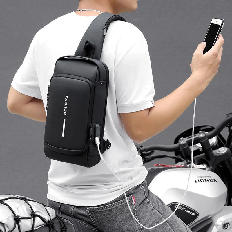 Crossbody Bag Water-Repellent USB Charging Port Combination Lock