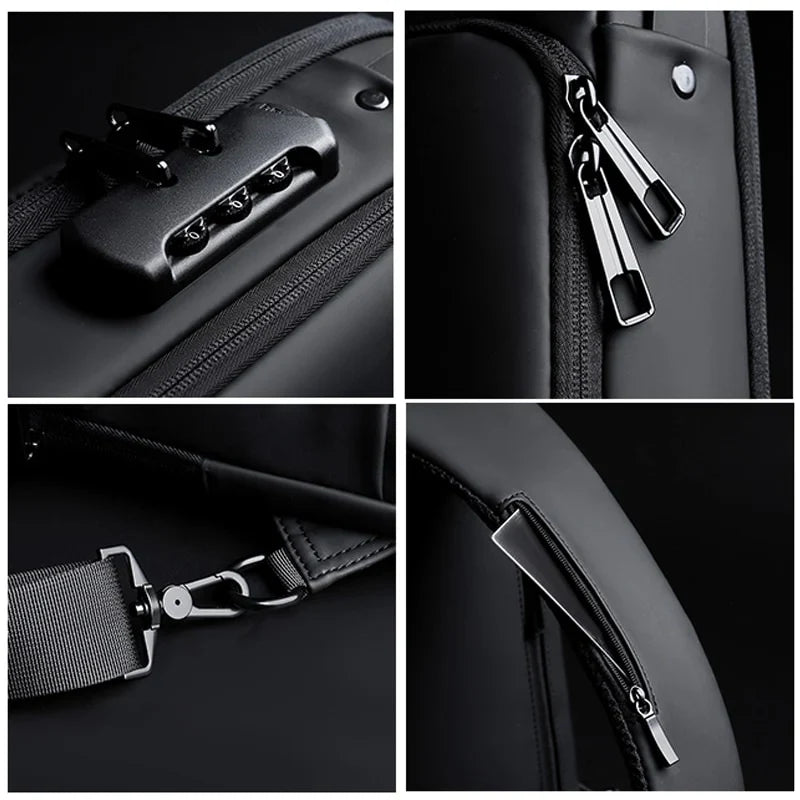 Crossbody Bag Water-Repellent USB Charging Port Combination Lock