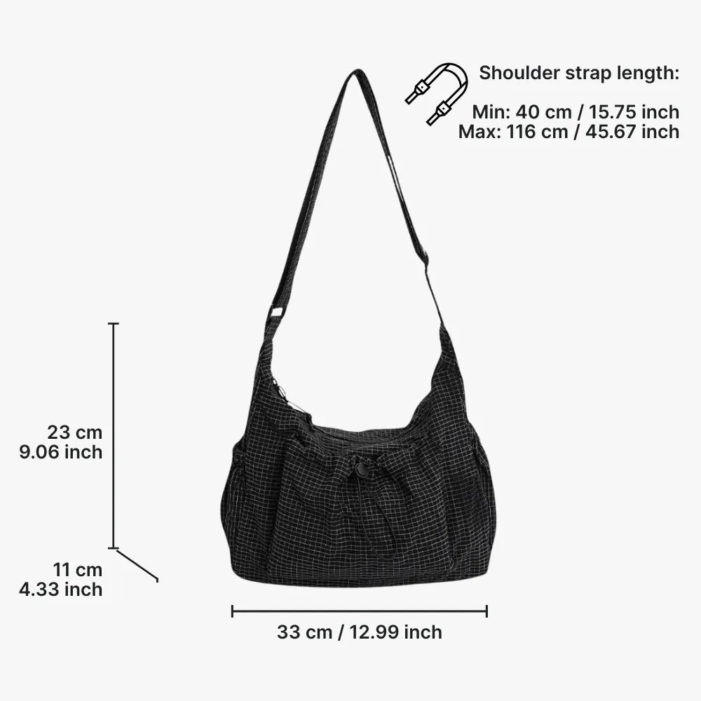 Crossbody Bag Waterproof Nylon Padded Laptop Compartment Zippered Pockets