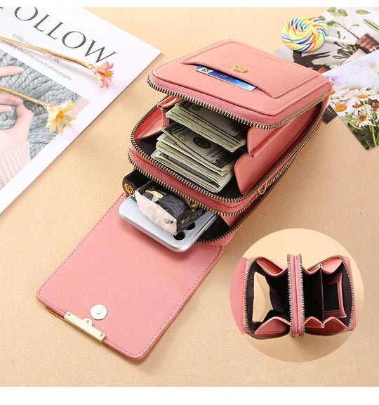 Crossbody Phone Bag Touchscreen Window & Multiple Compartments
