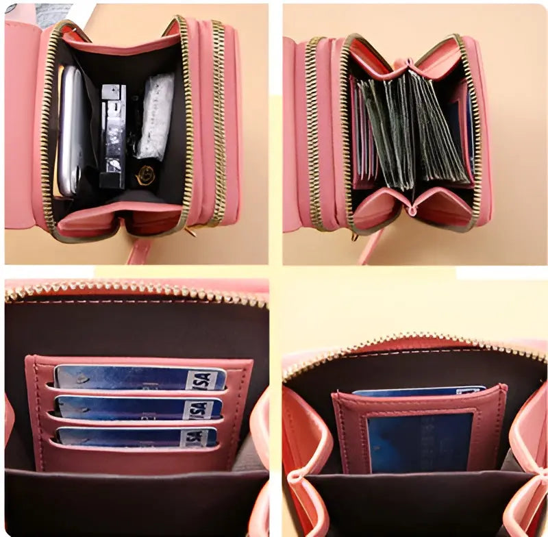 Crossbody Phone Case RFID Blocking Touchscreen Window Waterproof Compartment