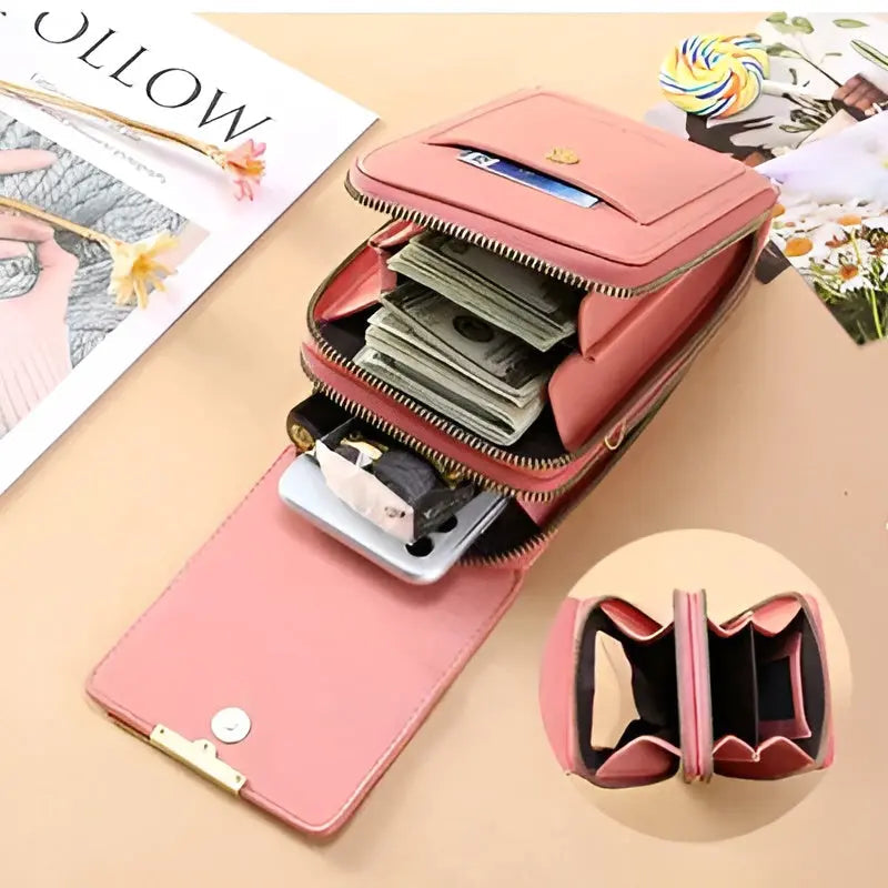 Crossbody Phone Case RFID Blocking Touchscreen Window Waterproof Compartment