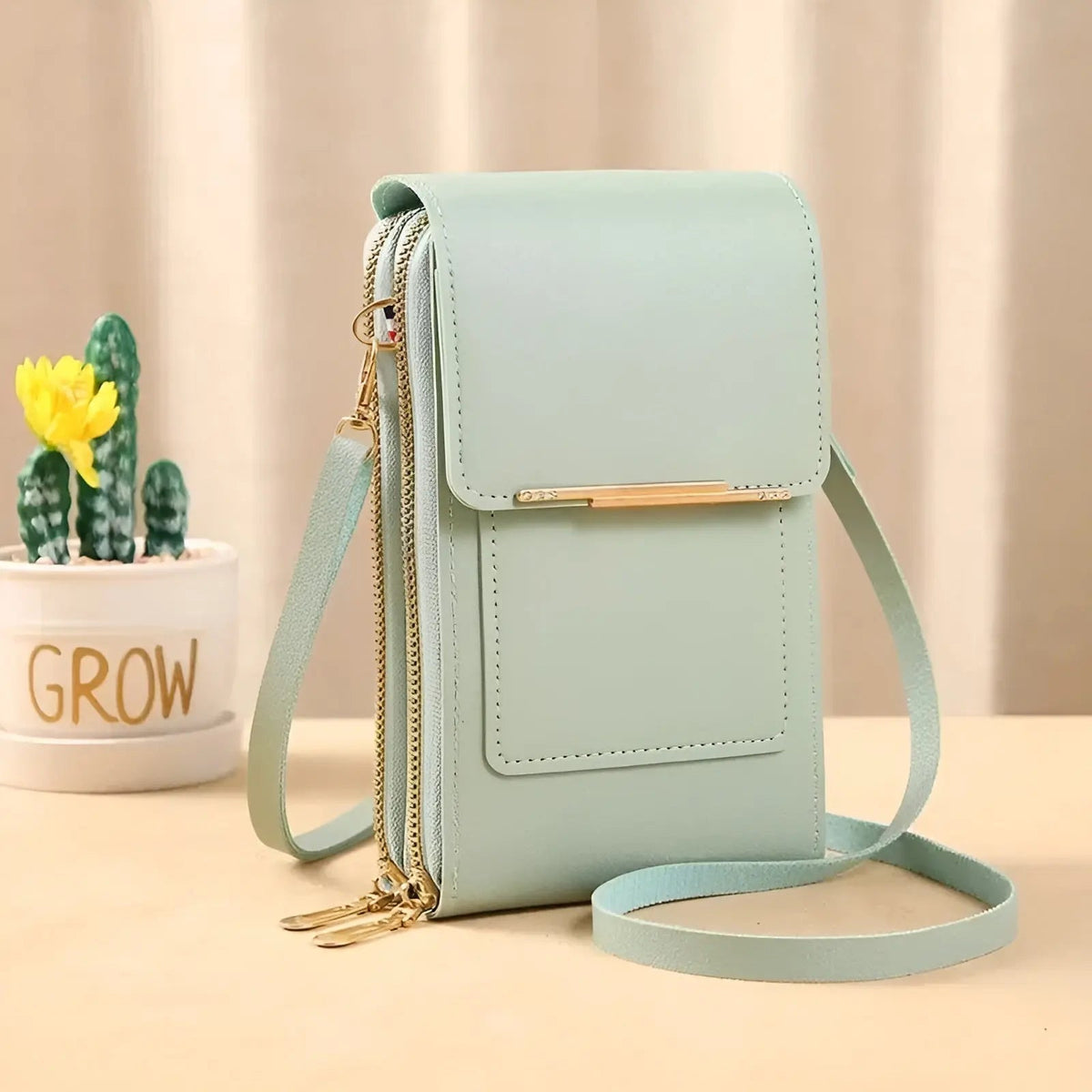 Crossbody Phone Case RFID Blocking Touchscreen Window Waterproof Compartment