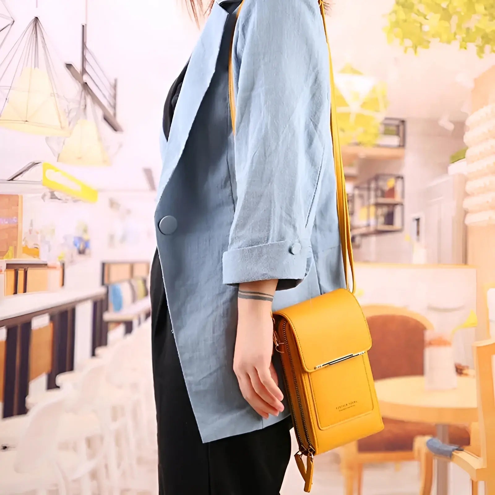 Crossbody Phone Case RFID Blocking Touchscreen Window Waterproof Compartment