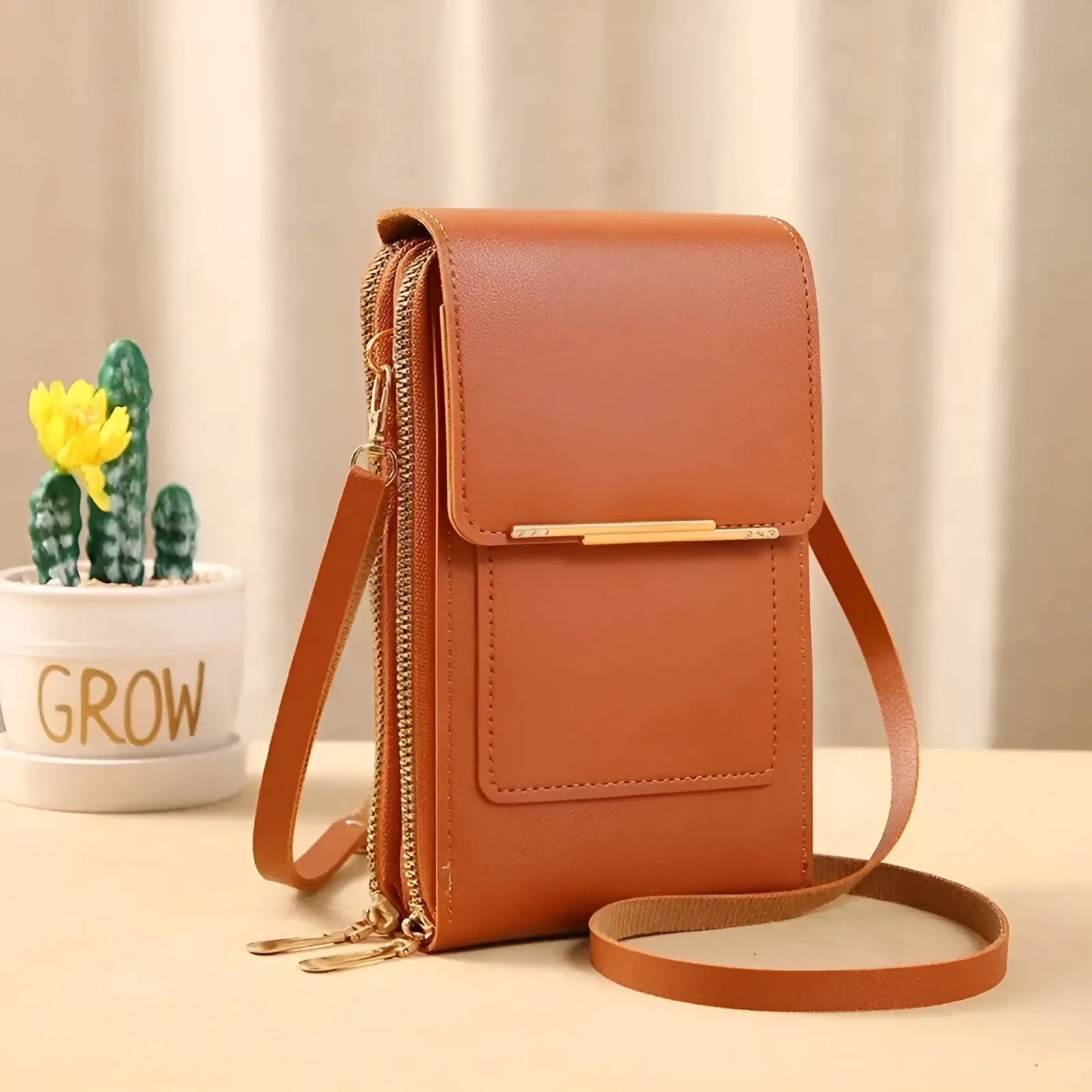 Crossbody Phone Case RFID Blocking Touchscreen Window Waterproof Compartment
