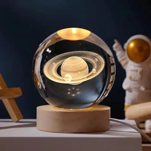 Crystal Ball Lamp 3D Laser-Engraved Warm LED USB-Powered