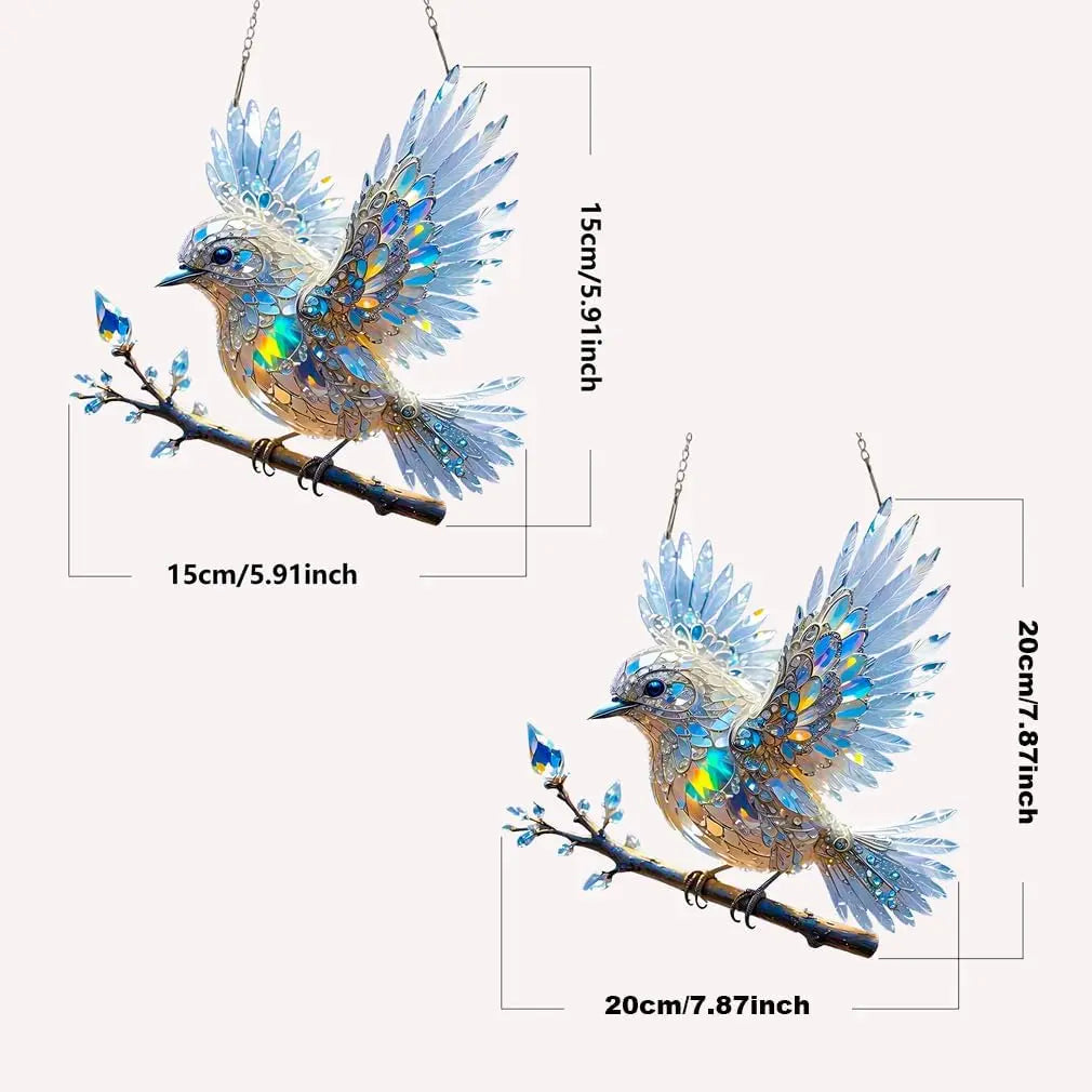Crystal Bird Ornament Acrylic Rainbow Reflections & Hanging Hook