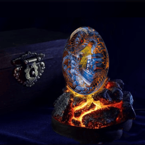 Crystal Egg Figurine Miniature Dragon Inside Clay & Epoxy