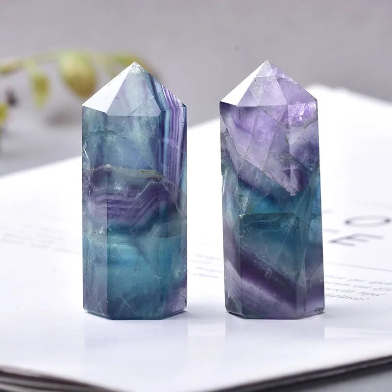 Crystal Point Polished Faceted Hexagonal Base 22 Inch