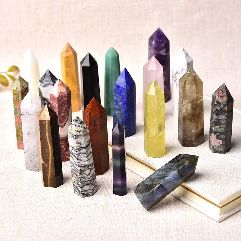 Crystal Point Polished Faceted Hexagonal Base 22 Inch