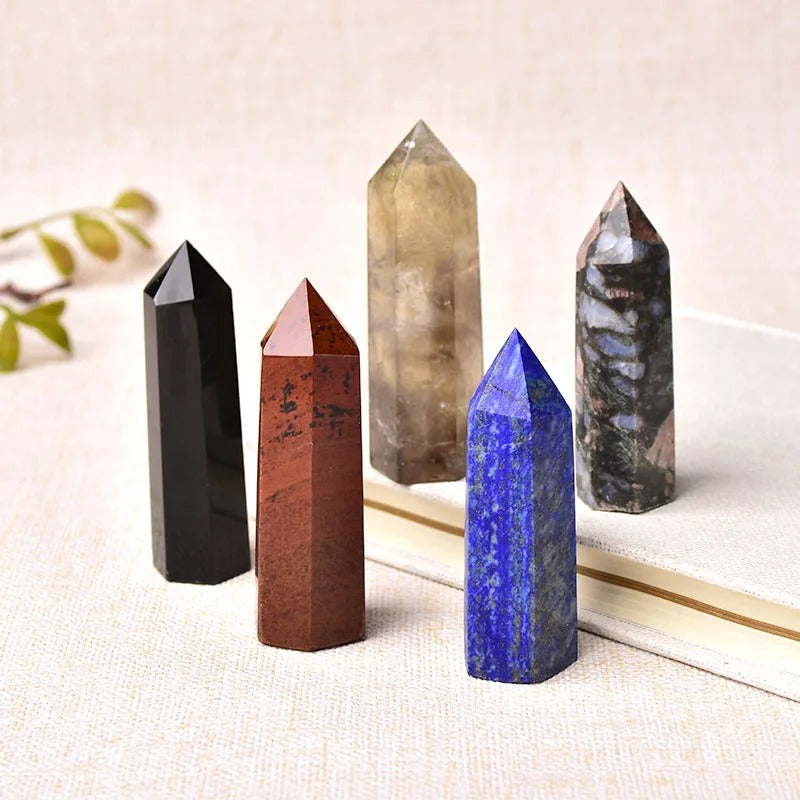 Crystal Point Polished Faceted Hexagonal Base 22 Inch