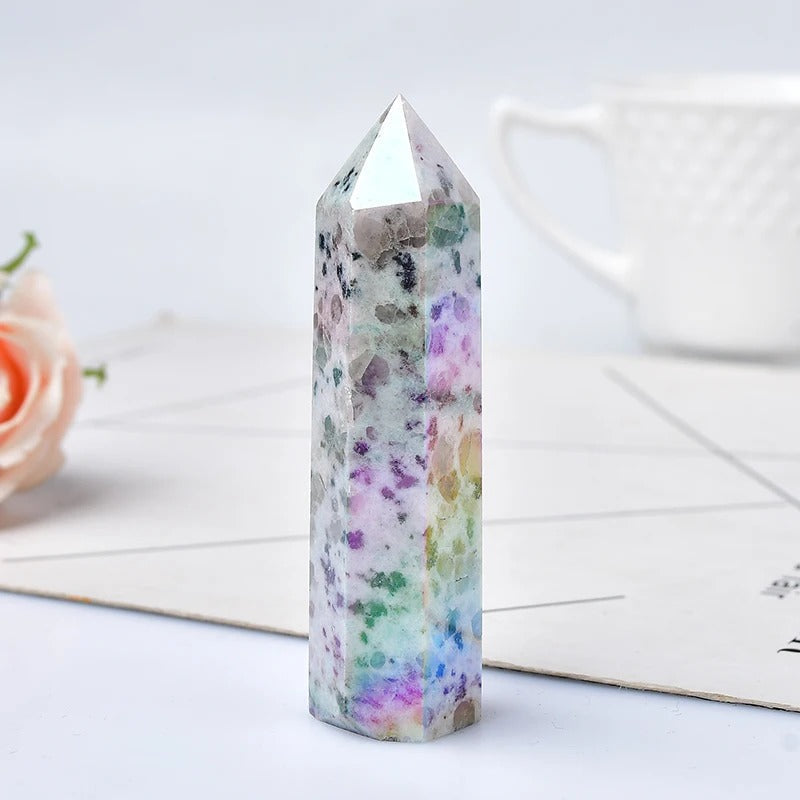 Crystal Point Polished Faceted Hexagonal Base 22 Inch
