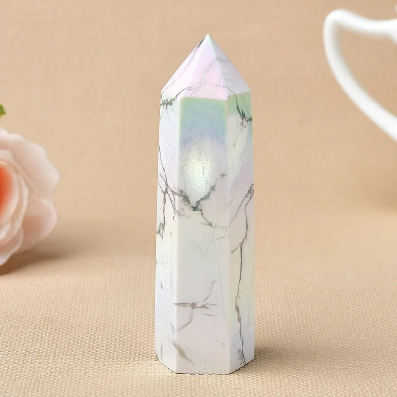 Crystal Point Polished Faceted Hexagonal Base 22 Inch