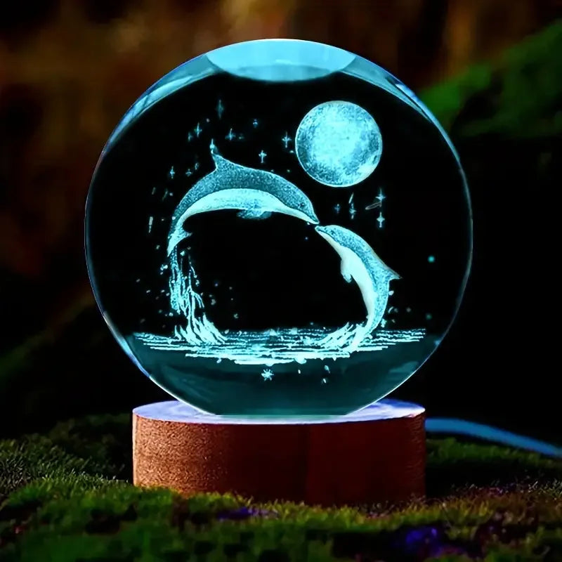 Crystal Sphere 3D Laser Engraved Color-Changing LED Base