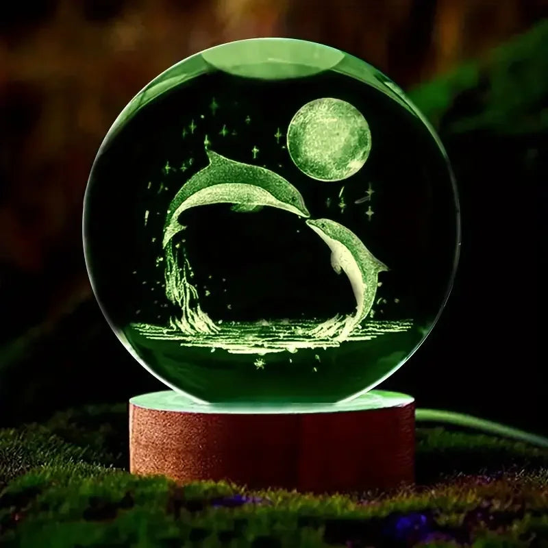Crystal Sphere 3D Laser Engraved Color-Changing LED Base