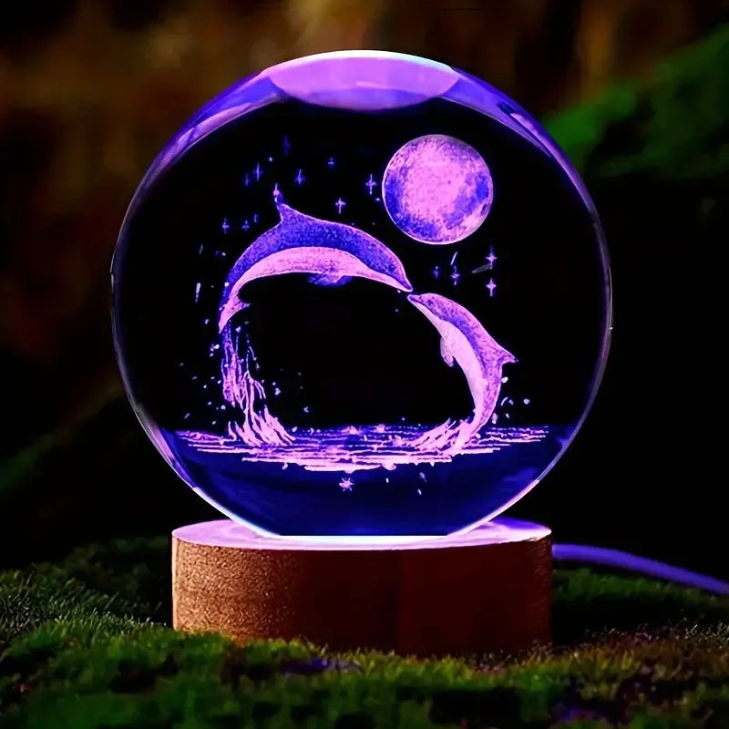 Crystal Sphere 3D Laser Engraved Color-Changing LED Base