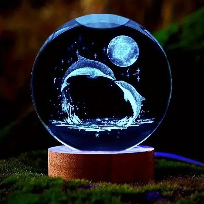 Crystal Sphere 3D Laser Engraved Color-Changing LED Base