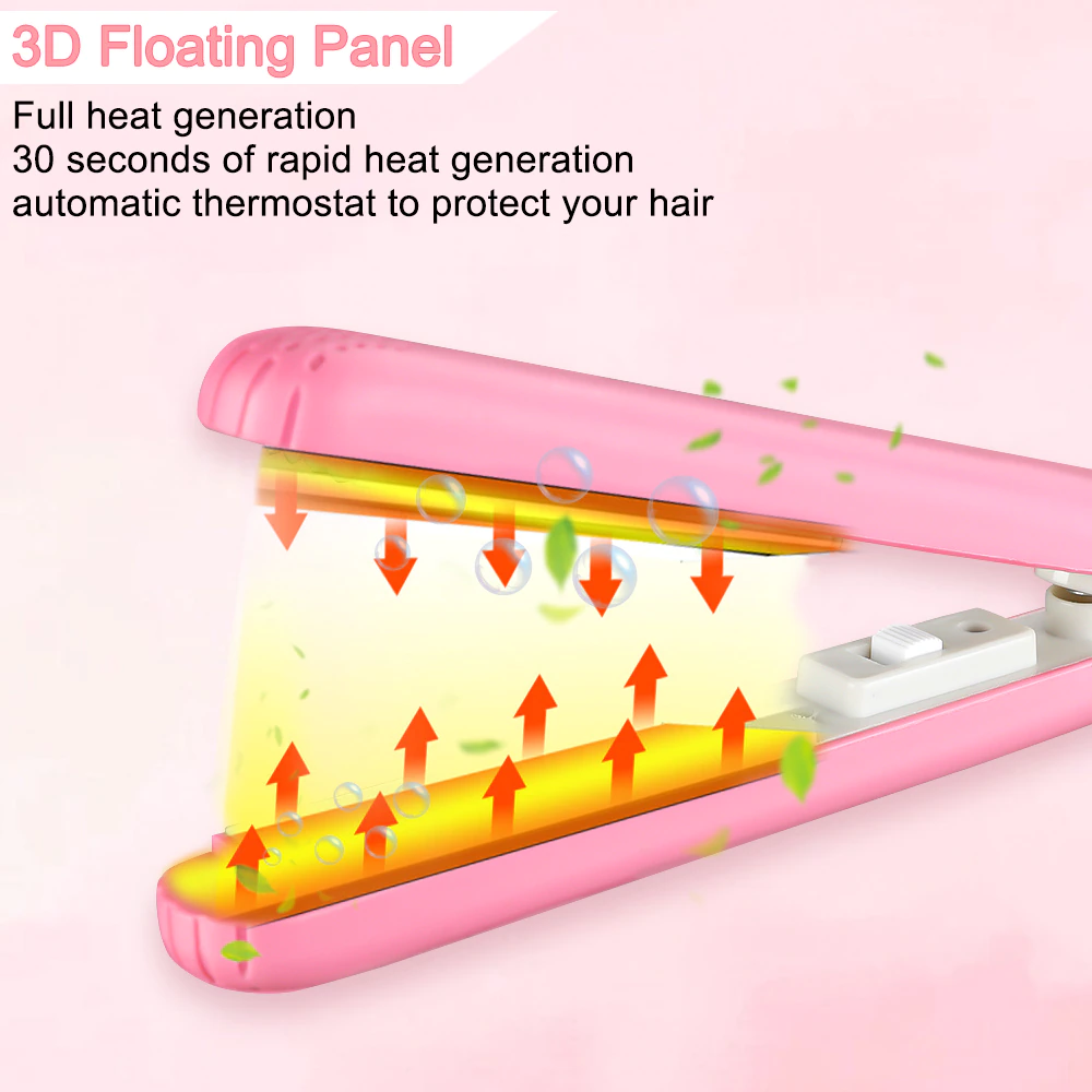 Curling Iron Ceramic Tourmaline Curler & Straightener Travel Size