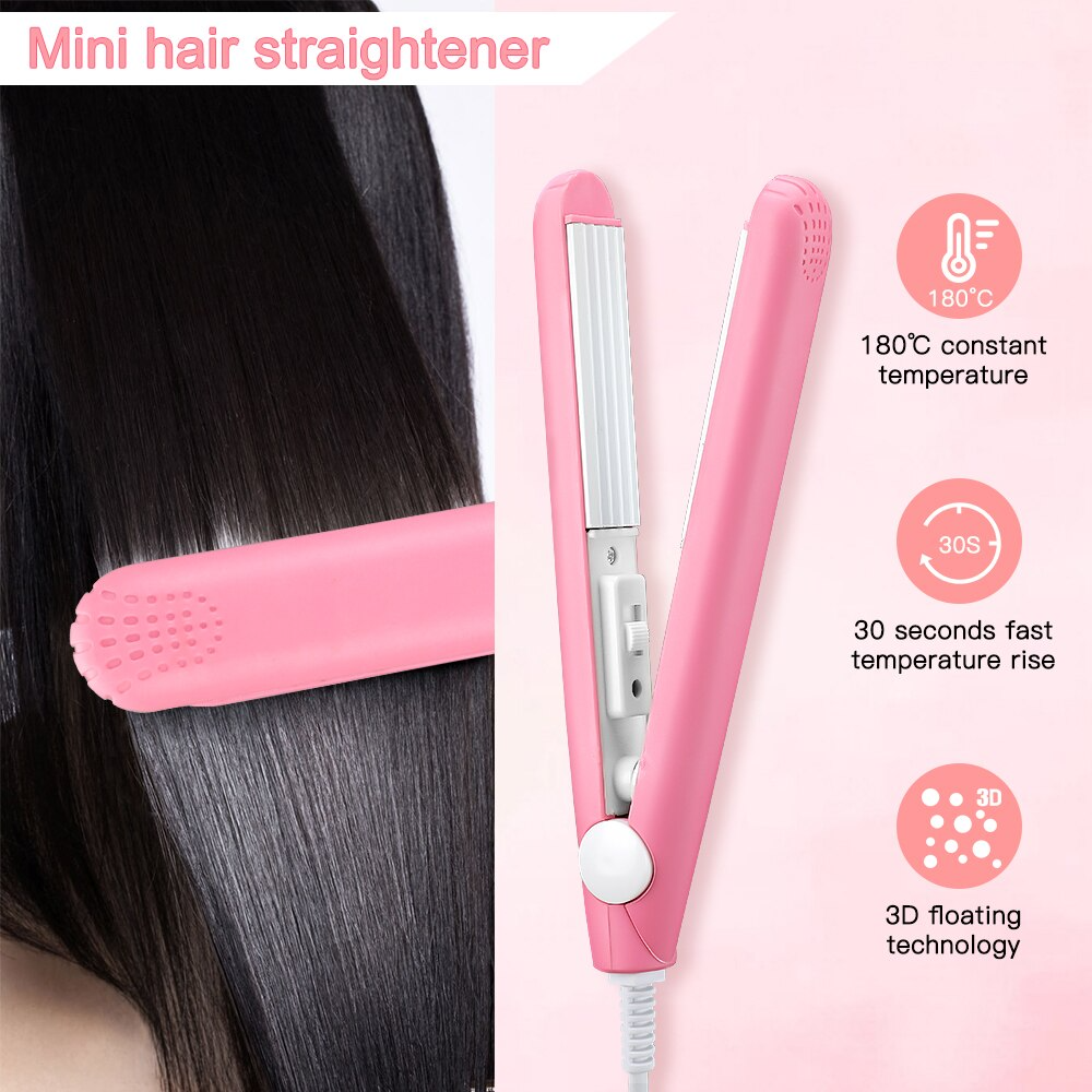 Curling Iron Ceramic Tourmaline Curler & Straightener Travel Size