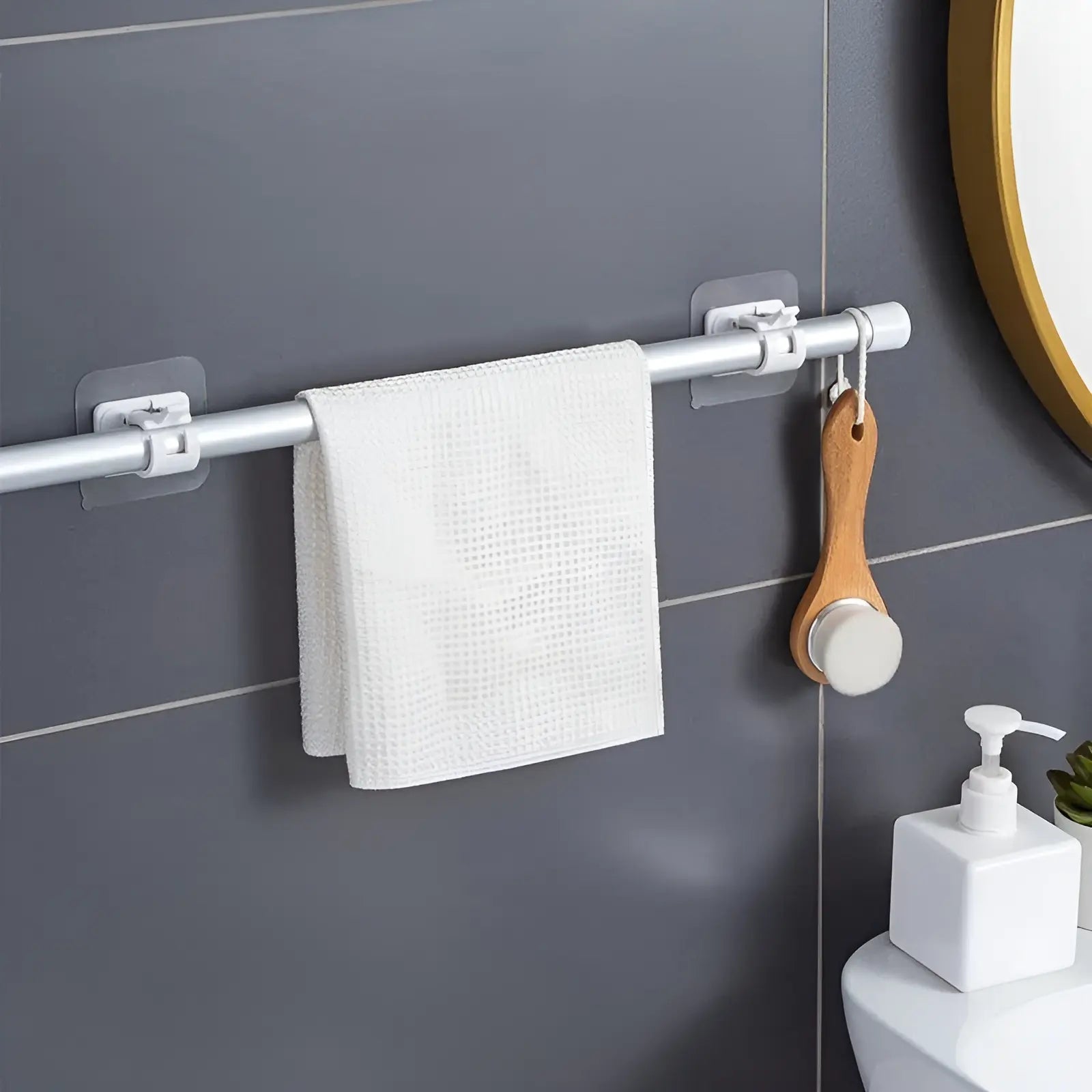 Curtain Rod Holders Self-Adhesive & No-Drill Set of 4