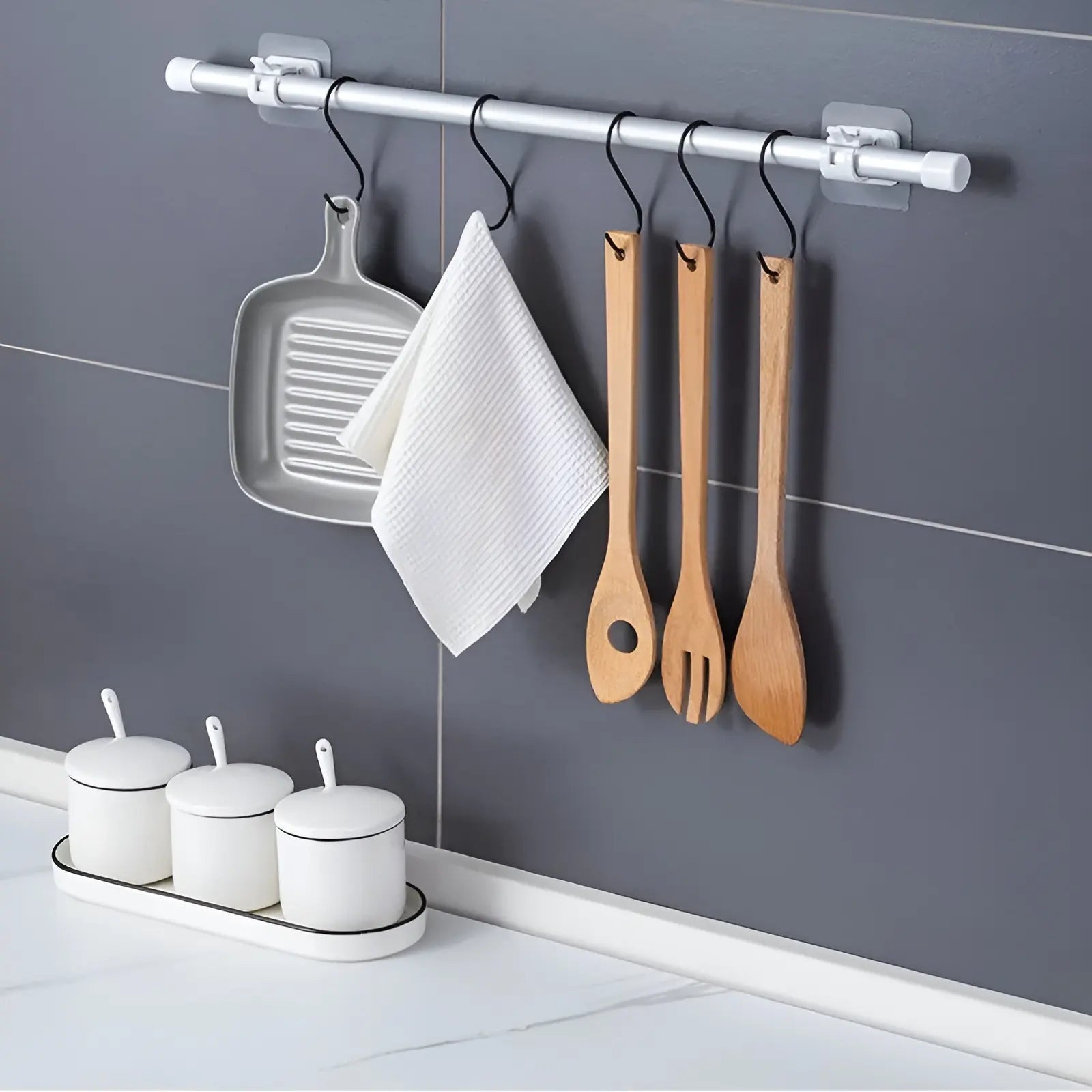 Curtain Rod Holders Self-Adhesive & No-Drill Set of 4